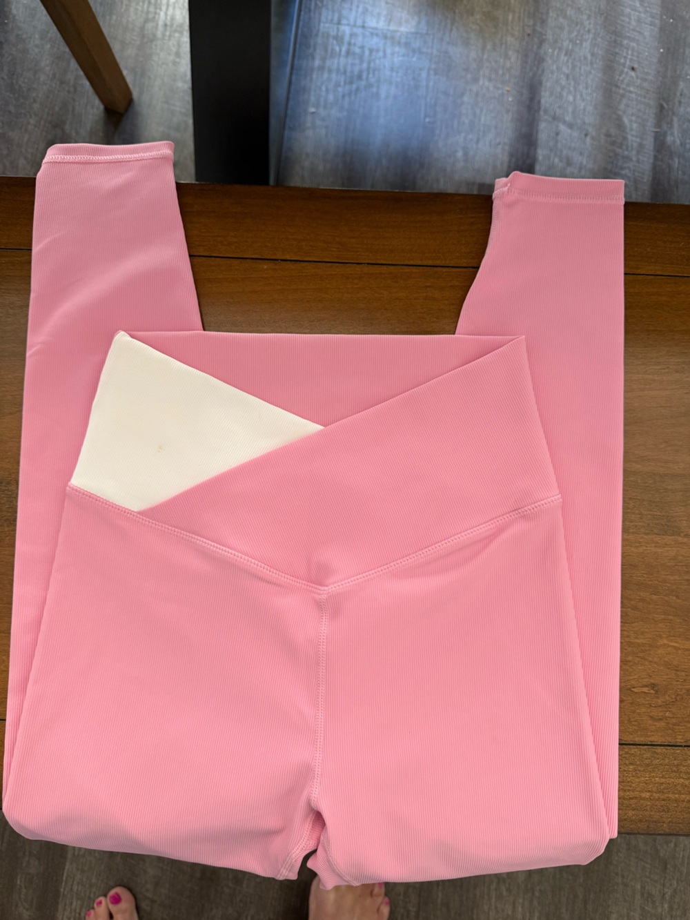 WILO ribbed Pink Leggings with Crisscross Waistband